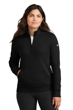 Nike Womens Club Fleece 1/4 Zip Sweatshirt w/ Pouch Pocket - Black