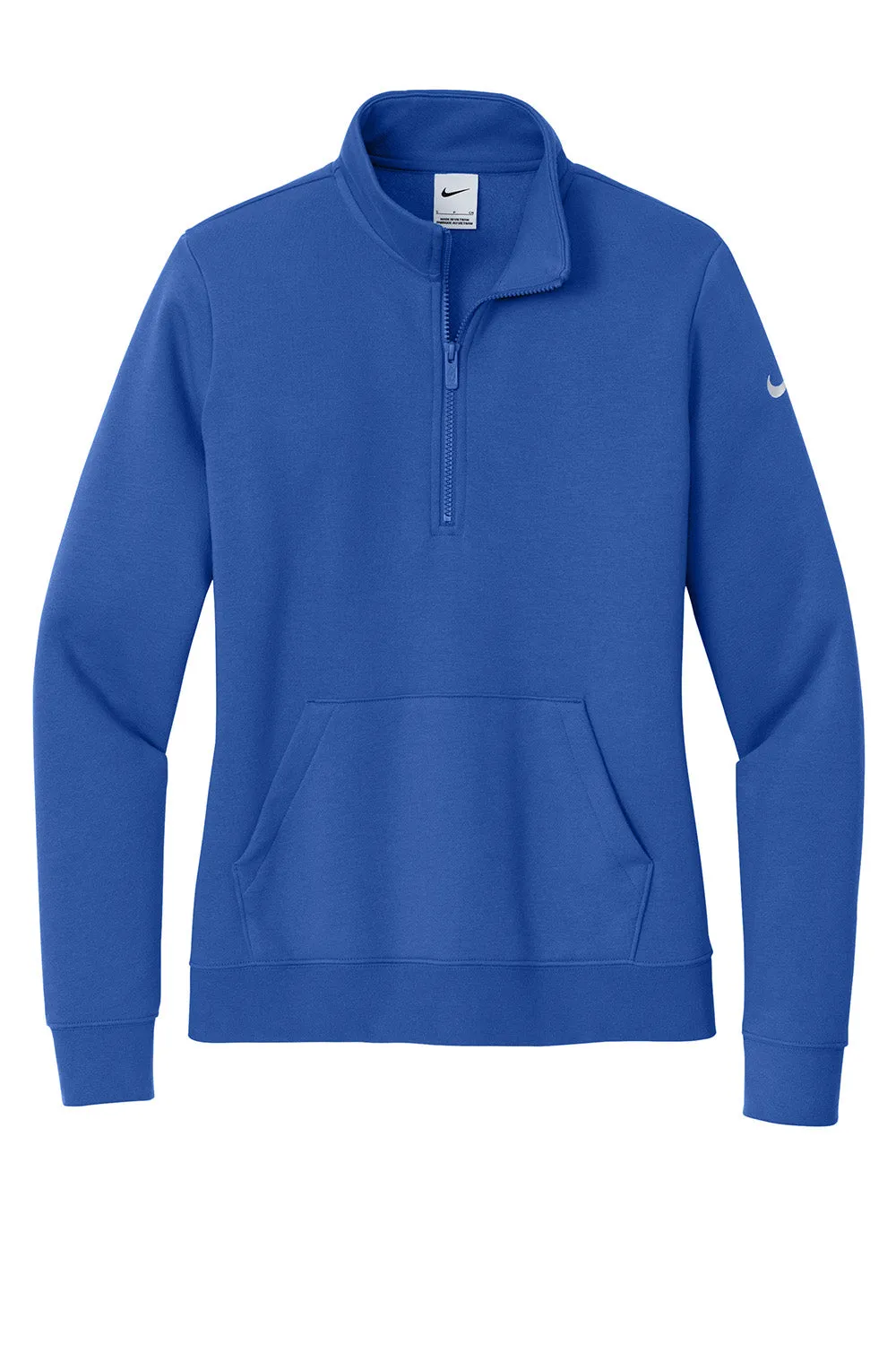 Nike Womens Club Fleece 1/4 Zip Sweatshirt w/ Pouch Pocket - Game Royal Blue