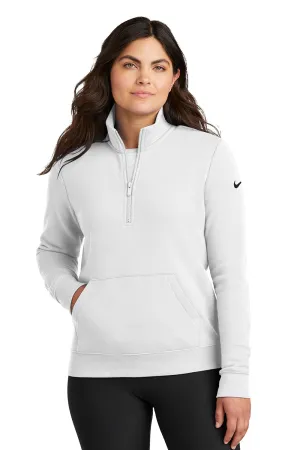 Nike Womens Club Fleece 1/4 Zip Sweatshirt w/ Pouch Pocket - White
