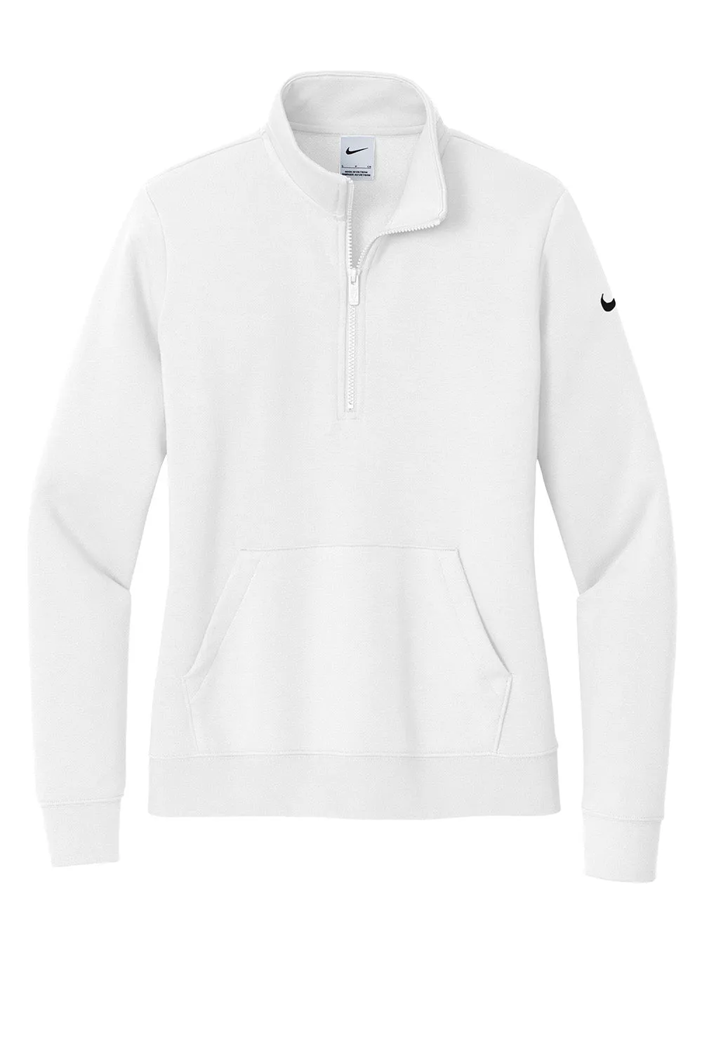 Nike Womens Club Fleece 1/4 Zip Sweatshirt w/ Pouch Pocket - White