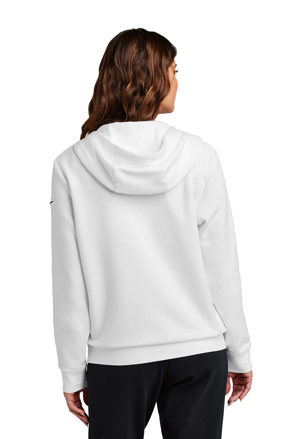 Nike Womens Club Fleece Full Zip Hooded Sweatshirt Hoodie w/ Pockets - White