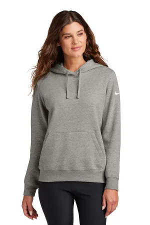 Nike Womens Club Fleece Hooded Sweatshirt Hoodie w/ Pouch Pockets - Heather Dark Grey