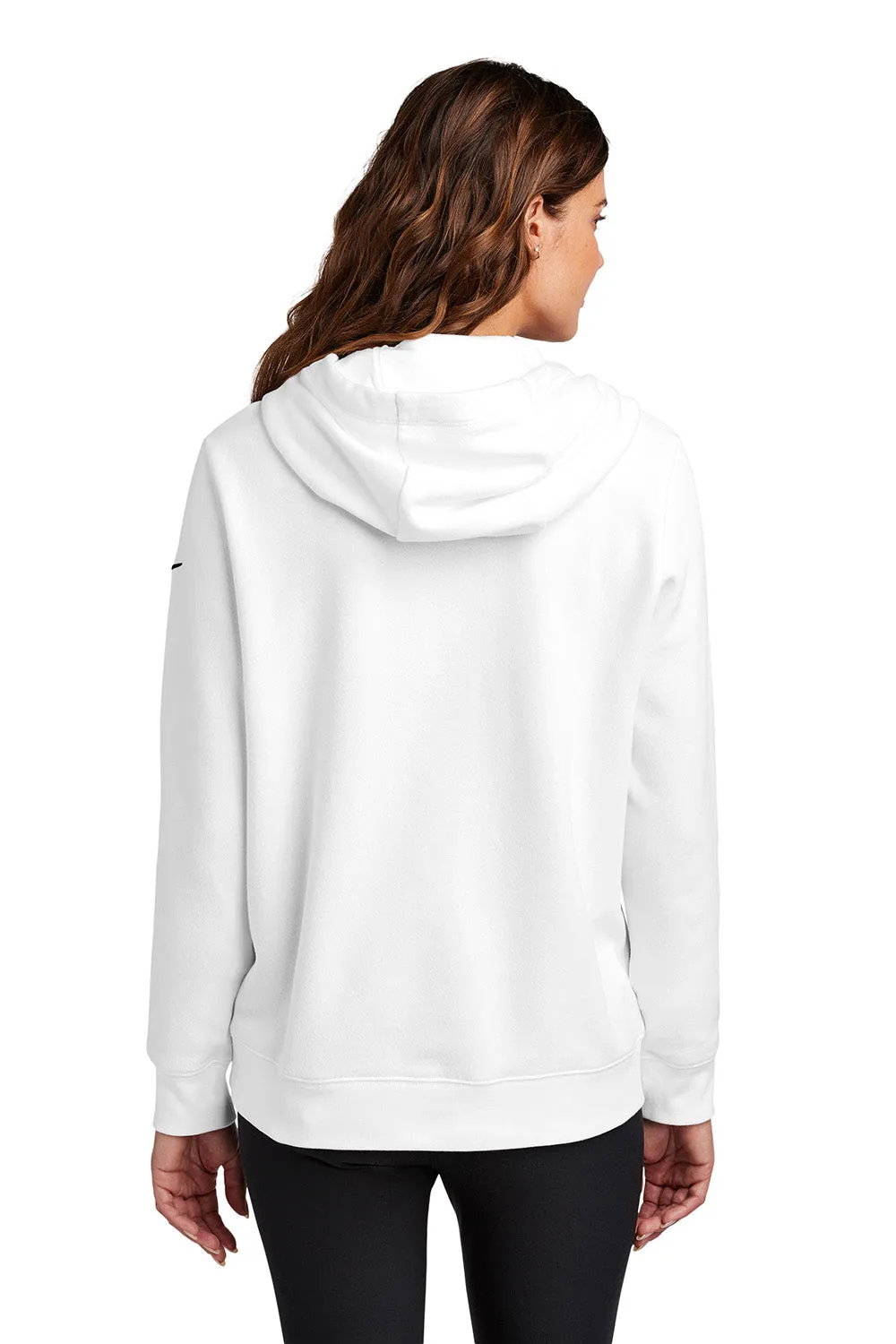 Nike Womens Club Fleece Hooded Sweatshirt Hoodie w/ Pouch Pockets - White