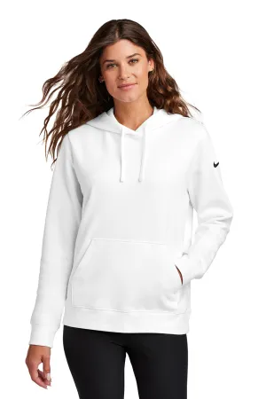Nike Womens Club Fleece Hooded Sweatshirt Hoodie w/ Pouch Pockets - White