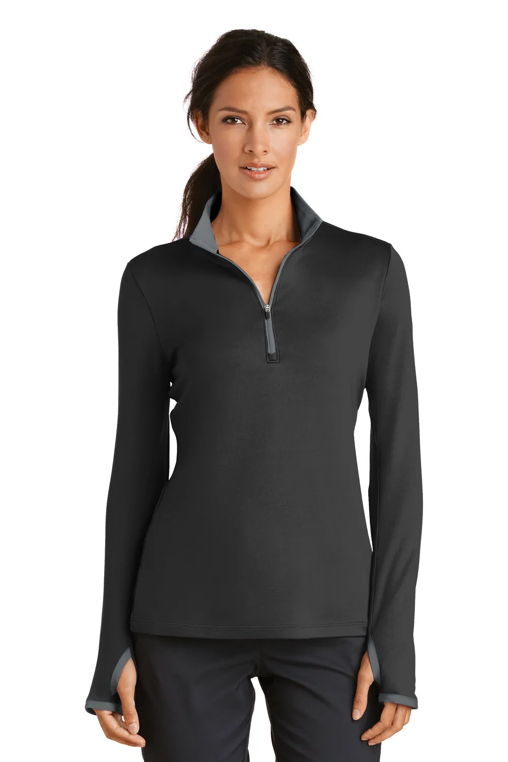 Nike Womens Dri-Fit Moisture Wicking 1/4 Zip Sweatshirt - Black/Dark Grey