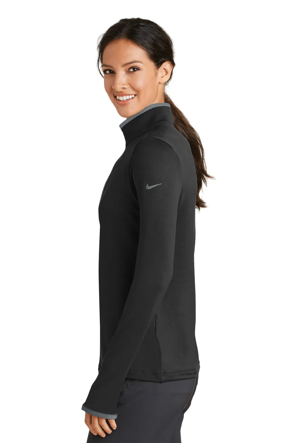 Nike Womens Dri-Fit Moisture Wicking 1/4 Zip Sweatshirt - Black/Dark Grey