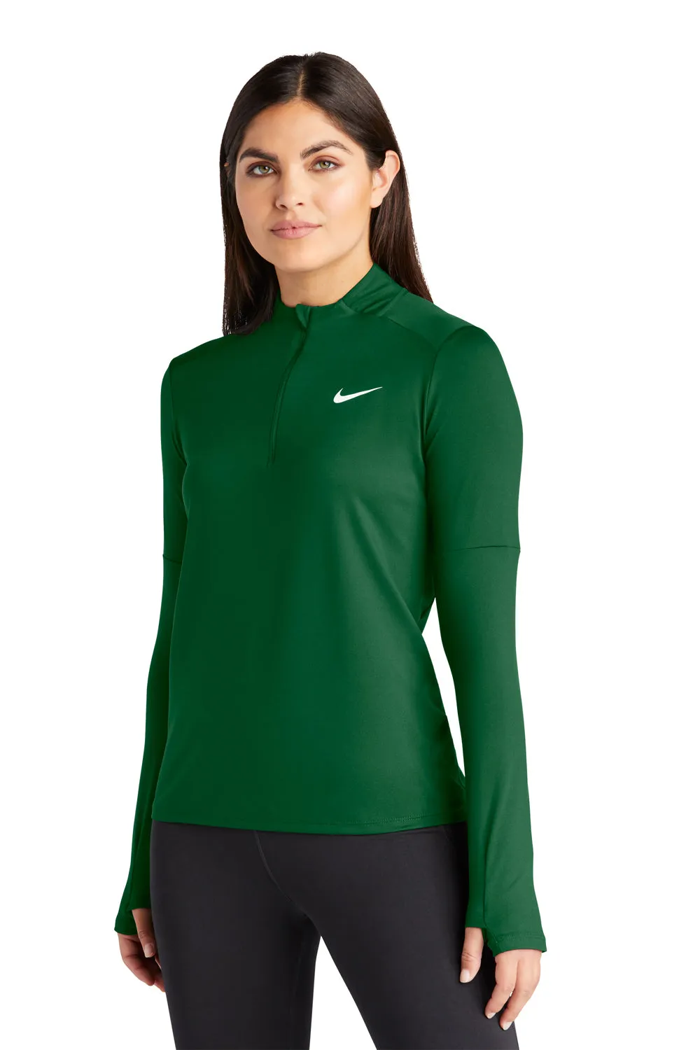 Nike Womens Element Dri-Fit Moisture Wicking 1/4 Zip Sweatshirt - Dark Green