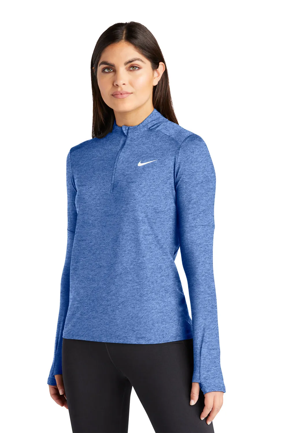 Nike Womens Element Dri-Fit Moisture Wicking 1/4 Zip Sweatshirt - Heather Royal Blue