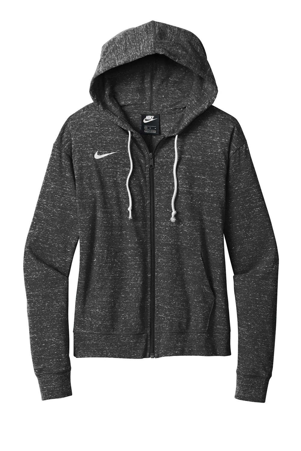Nike Womens Gym Vintage Full Zip Hooded Sweatshirt Hoodie w/ Pockets - Team Black