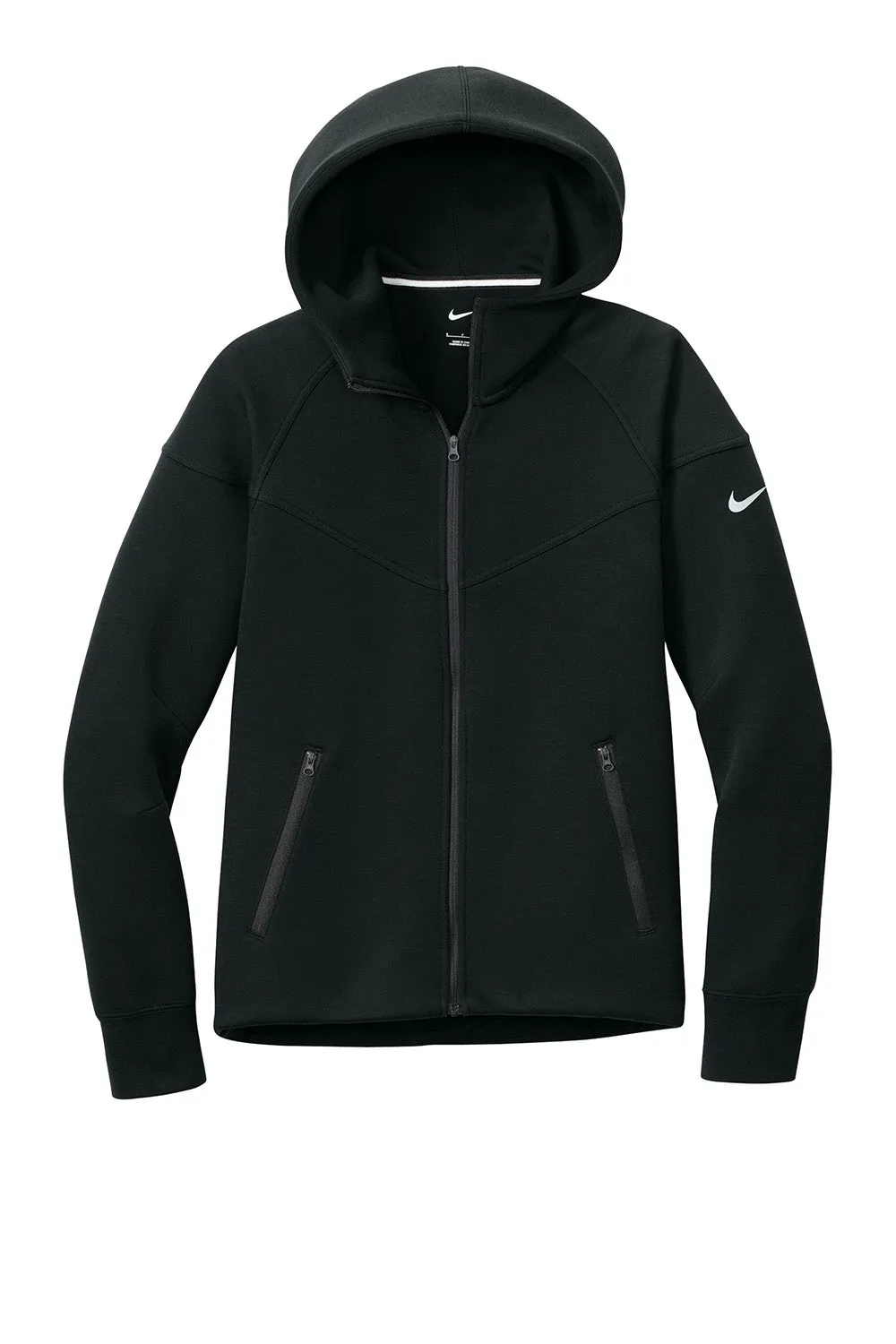 Nike Womens Tech Fleece Full Zip Hooded Sweatshirt Hoodie w/ Pockets - Black