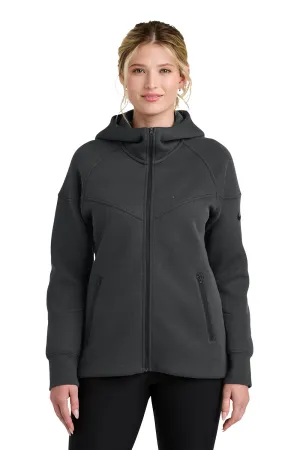 Nike Womens Tech Fleece Full Zip Hooded Sweatshirt Hoodie w/ Pockets - Heather Anthracite Grey