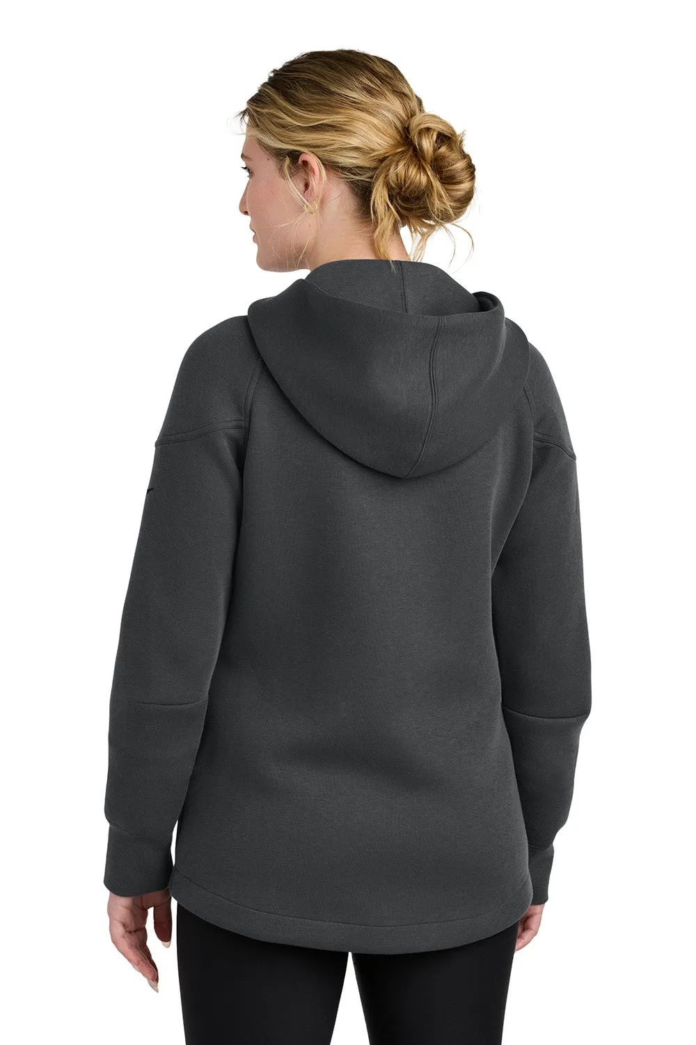 Nike Womens Tech Fleece Full Zip Hooded Sweatshirt Hoodie w/ Pockets - Heather Anthracite Grey