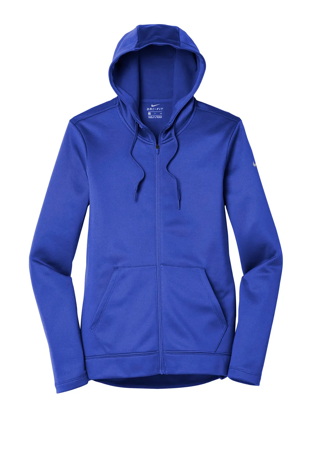 Nike Womens Therma-Fit Moisture Wicking Fleece Full Zip Hooded Sweatshirt Hoodie w/ Pockets - Game Royal Blue