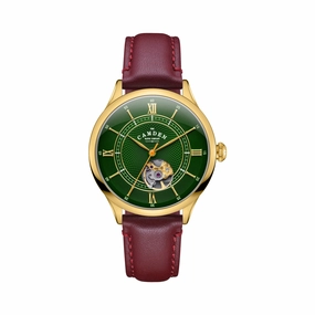 No.274 Open Heart Gold, green and oxblood,women's watches,ladies watch,elegant women's watch, minimalist women??s watch,fashion watch for women, classic watch for women,waterproof women??s watch,women's watch for work, women's watch for gift, wedding w