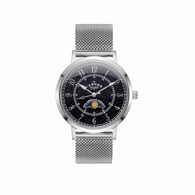 No.27 Moonphase Steel, Black and Mesh,women's watches,ladies watch,elegant women's watch, minimalist women??s watch,fashion watch for women, classic watch for women,waterproof women??s watch,women's watch for work, women's watch for gift, wedding watch