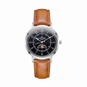 No.27 Moonphase Steel, Black and Tan,women's watches,ladies watch,elegant women's watch, minimalist women??s watch,fashion watch for women, classic watch for women,waterproof women??s watch,women's watch for work, women's watch for gift, wedding watch 