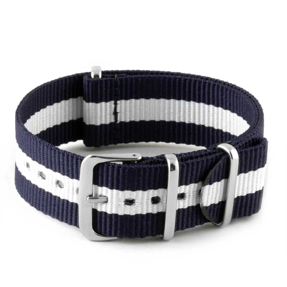 Nylon / fabric nato strap - 2 colors stripes (black, brown, grey, blue, red, white, yellow, beige)