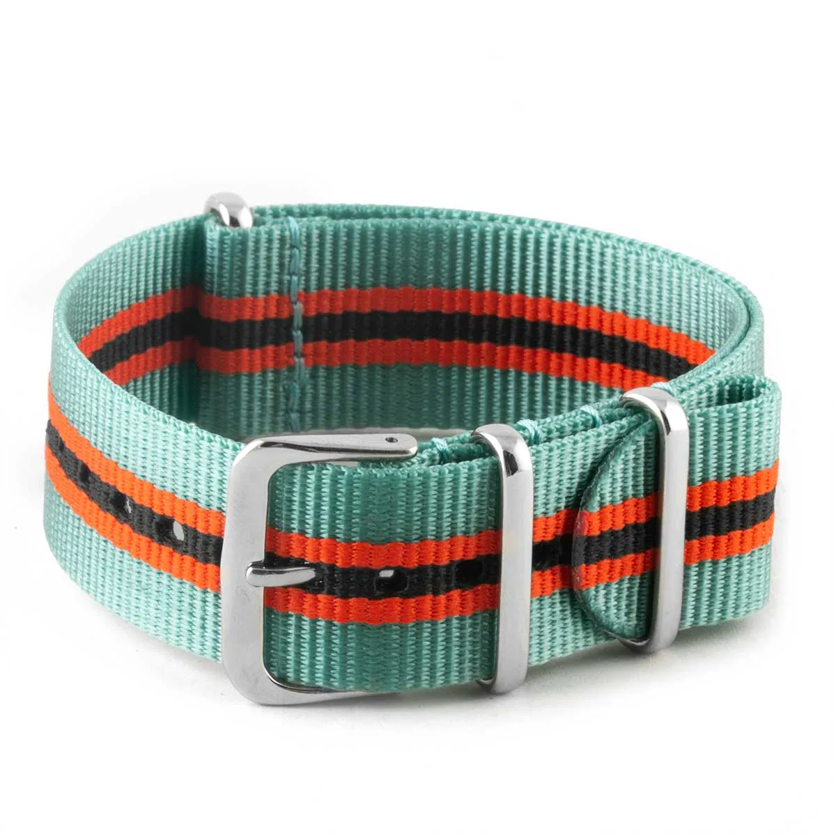 Nylon / fabric nato strap - 3/4 colors stripes (black, brown, blue, red, white, orange, kaki, beige)