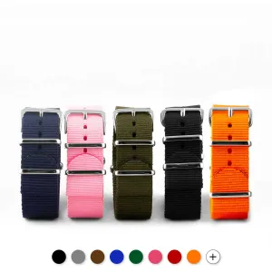 Nylon / fabric nato strap - Plain color (black, brown, grey, blue, red, white, orange, kaki, pink...) Luxury watch bands Limited edition watch bands