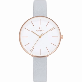 Obaku Women's Watch - Viol Rose Gold Case White Dial Leather Strap | V211LXVIRL Luxury Quartz Watch Quartz Watch Sale