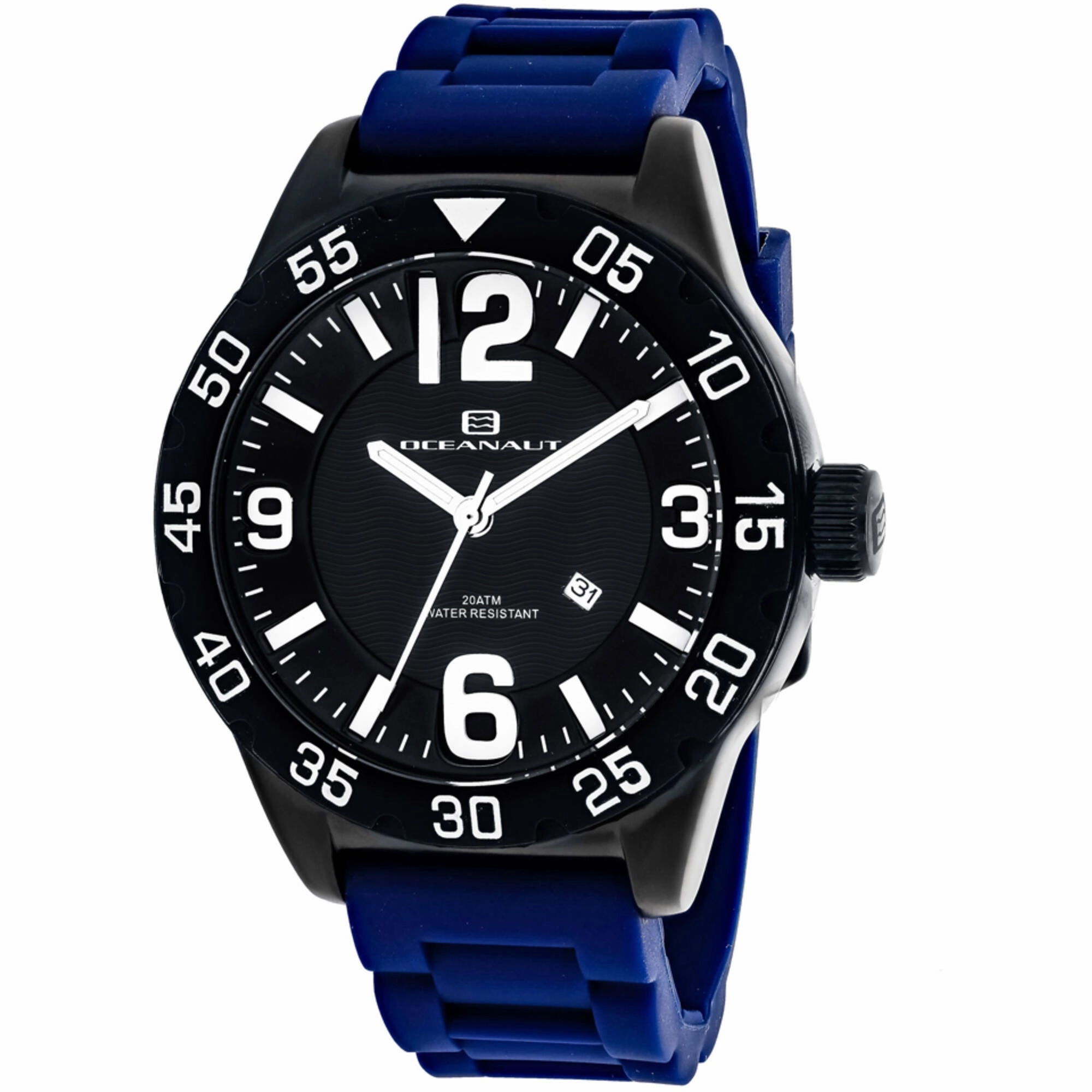 Oceanaut Men's Watch - Aqua One Quartz Black Dial Blue Rubber Strap | OC2713 