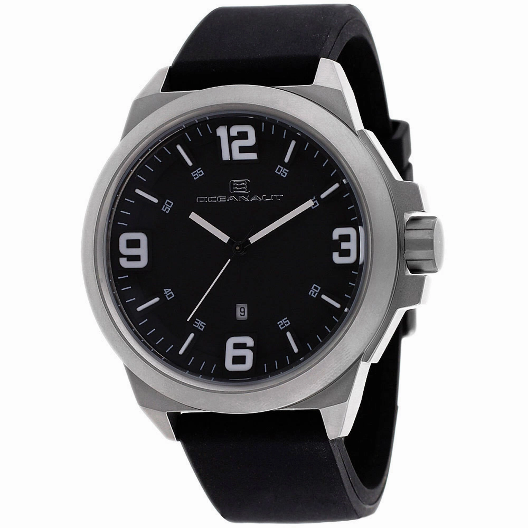 Oceanaut Men's Watch - Armada Silver Tone Case Black Dial Rubber Strap | OC7117 