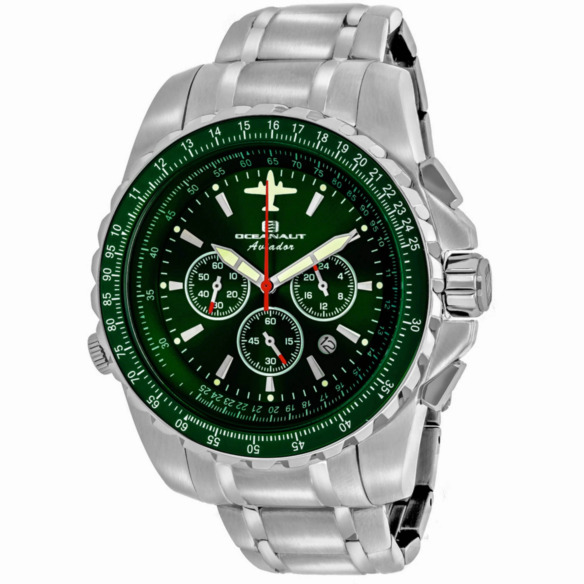Oceanaut Men's Watch - Aviador Pilot Green Dial Stainless Steel Bracelet | OC0117 Luxury Quartz Watch Quartz Watch Sale