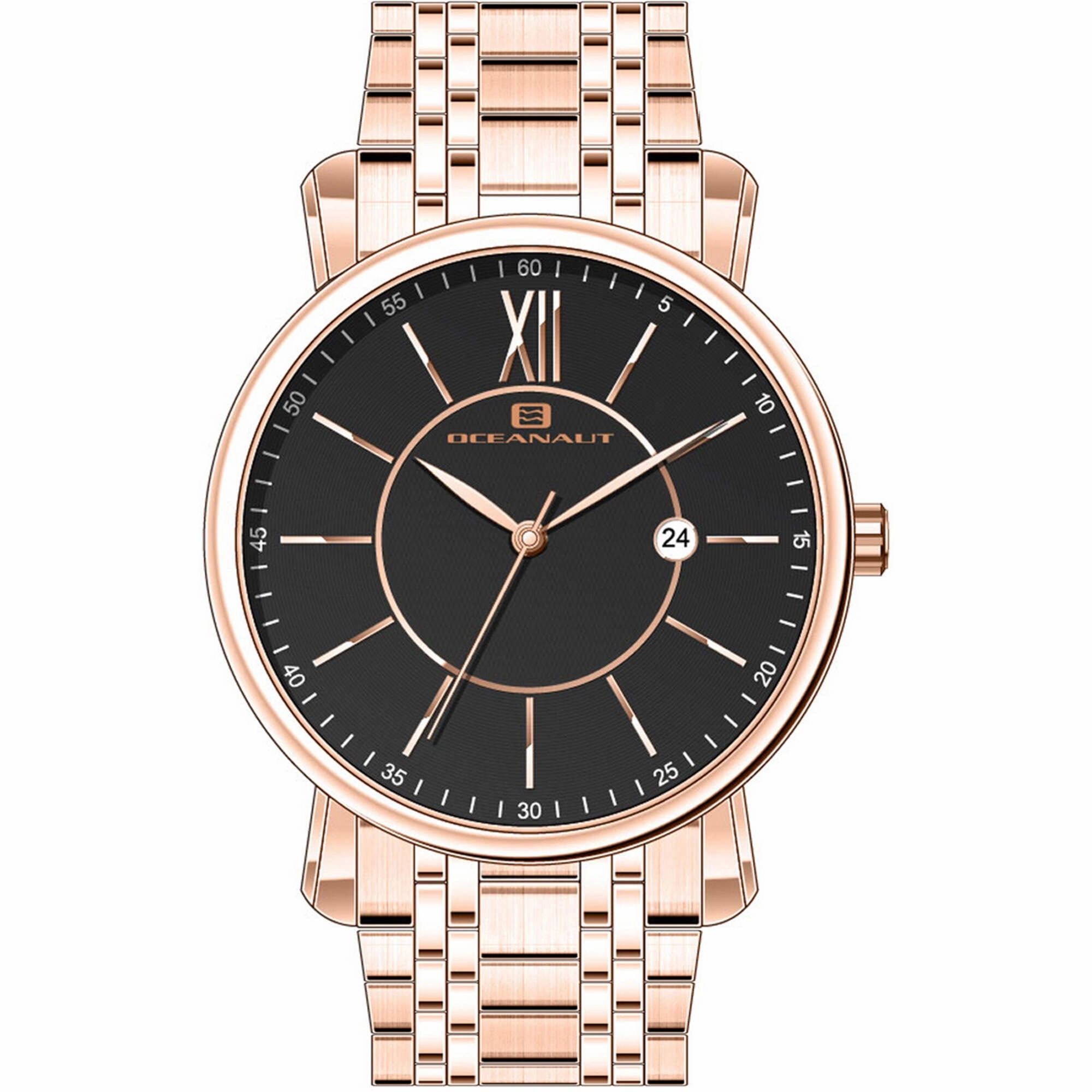 Oceanaut Men's Watch - Expedition Black Dial Rose Gold Case Steel Bracelet | OC4985 
