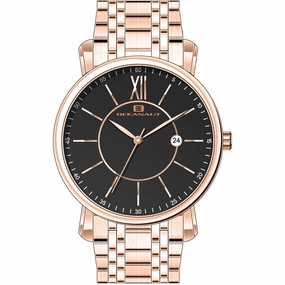 Oceanaut Men's Watch - Expedition Black Dial Rose Gold Case Steel Bracelet | OC4985 