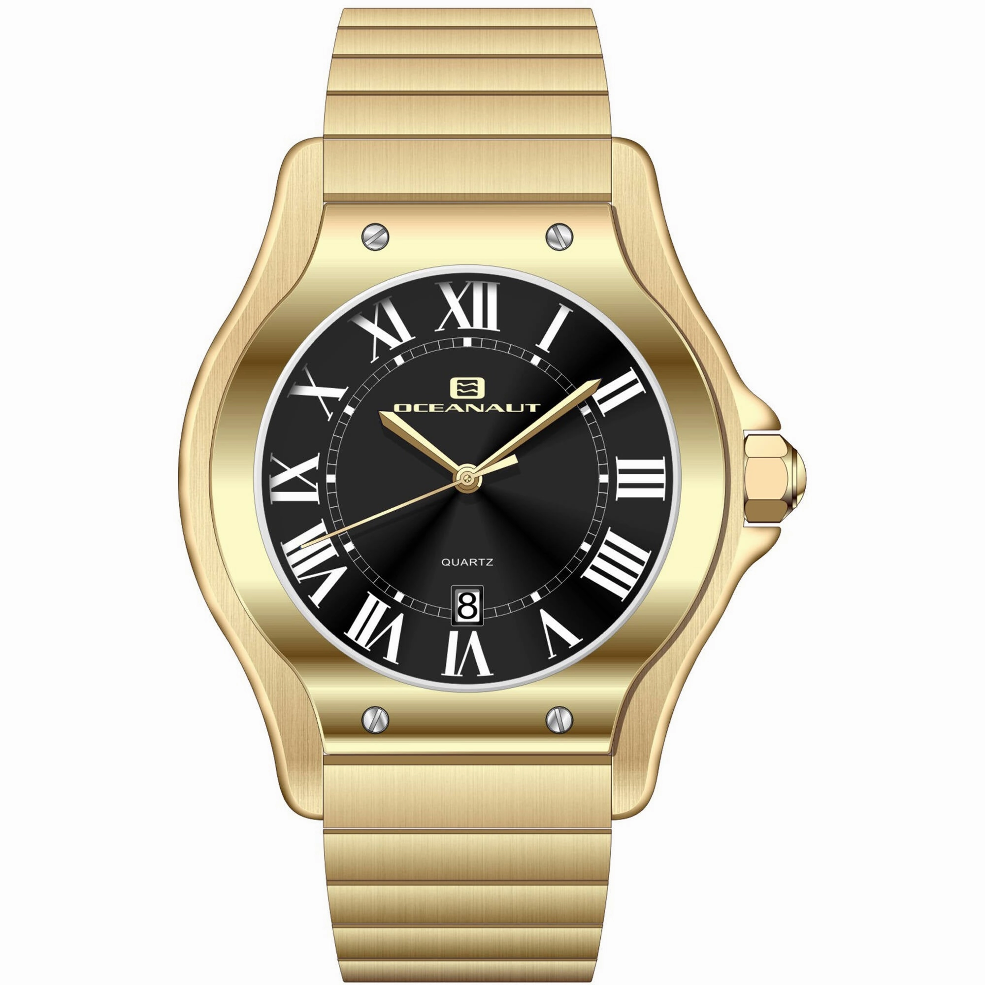 Oceanaut Men's Watch - Rayonner Black Dial Plated Stainless Steel Bracelet | OC1395 