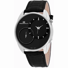 Oceanaut Men's Watch - Sentinel Silver Tone Case Black Dial Leather Strap | OC3351 
