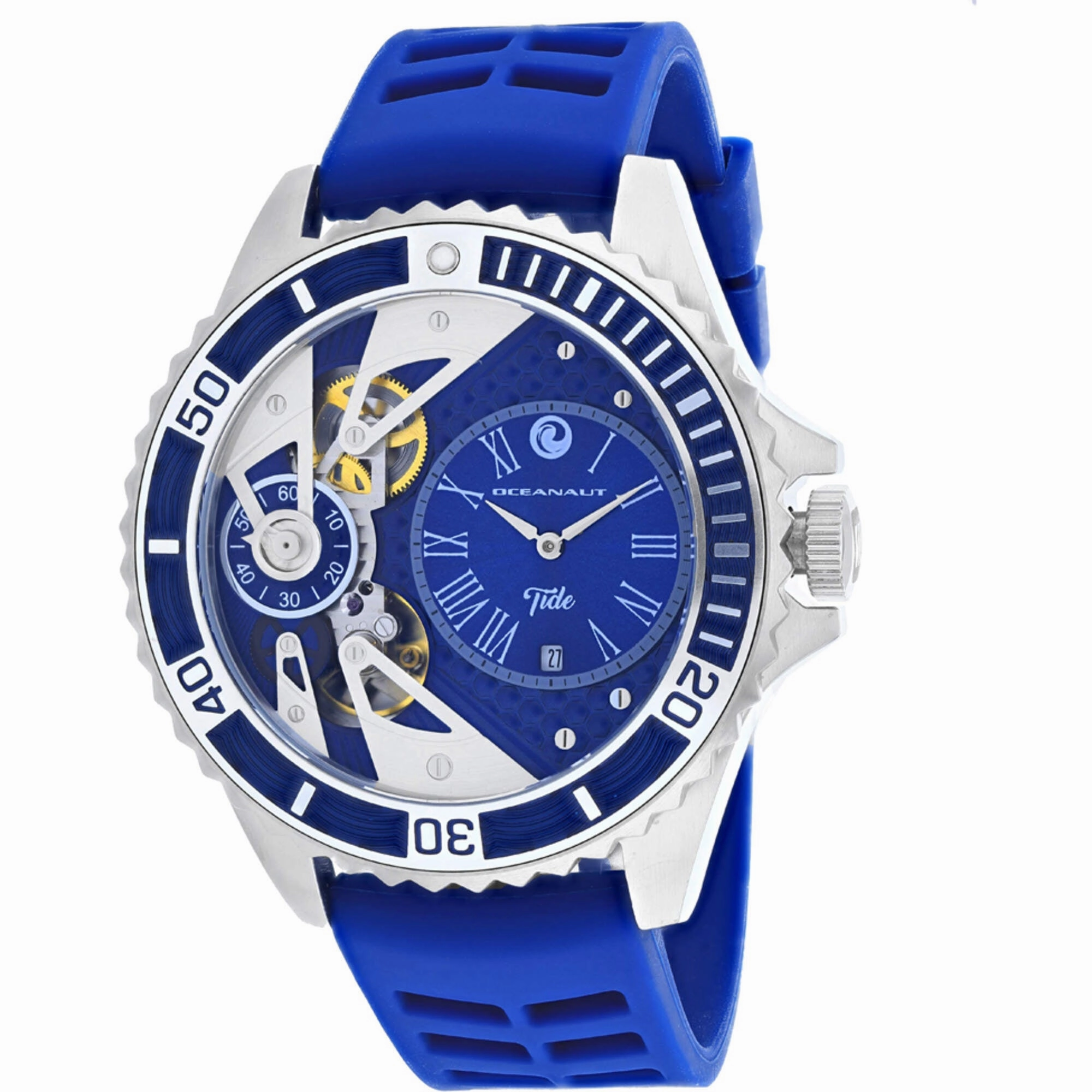 Oceanaut Men's Watch - Tide Quartz Silver Tone Case Blue Dial Rubber Strap | OC0994 