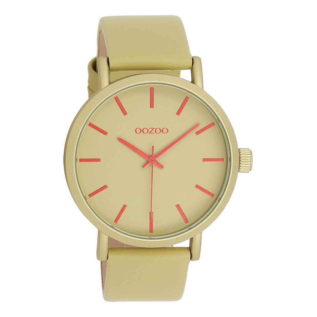 Olive OOZOO watch with leather strap - C11181,seiko watches,mens watches,couple watches,watches designer,watches discount,best watches for men