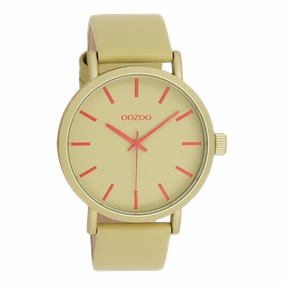 Olive OOZOO watch with leather strap - C11181,seiko watches,mens watches,couple watches,watches designer,watches discount,best watches for men