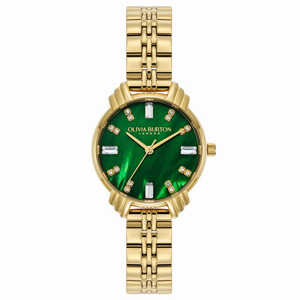 Olivia Burton Art Deco Emerald and Gold Ladies Watch OB16DC02 