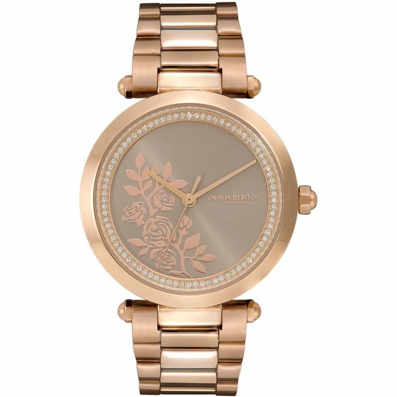 Olivia Burton Signature Floral T-Bar Rose Gold Ladies Watch 24000044 