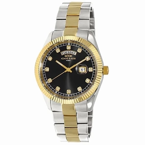 Oniss Men's Watch - Admiral Black Dial Plated Stainless Steel Bracelet | ON3881-2TBK 