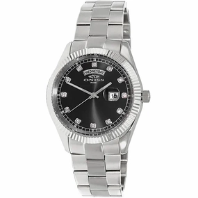 Oniss Men's Watch - Admiral Quartz Black Dial Stainless Steel Bracelet | ON3881-MBK 