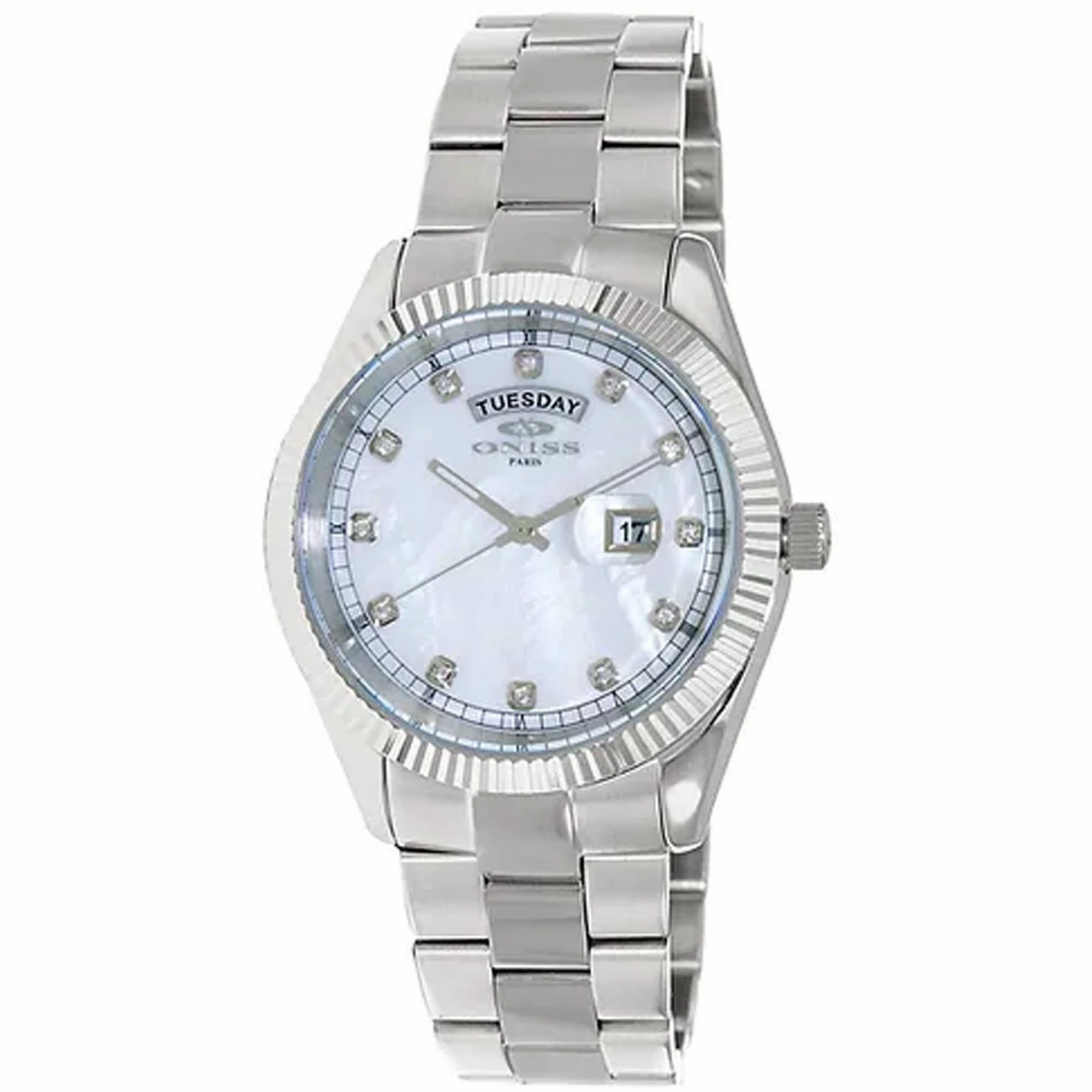 Oniss Men's Watch - Admiral Quartz White Dial Stainless Steel Bracelet | ON3881-MWHT Luxury Quartz Watch Quartz Watch Sale