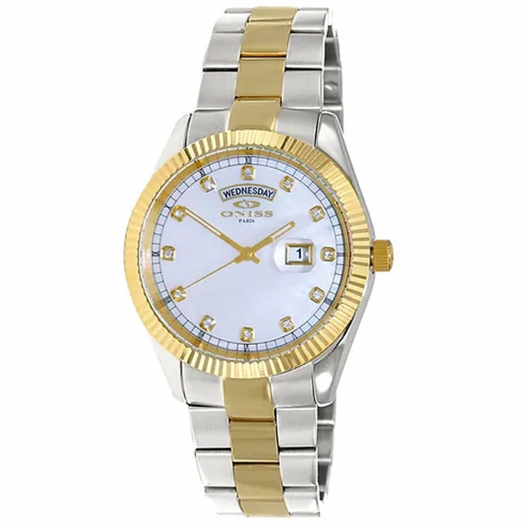 Oniss Men's Watch - Admiral White Dial Plated Stainless Steel Bracelet | ON3881-2TWT 