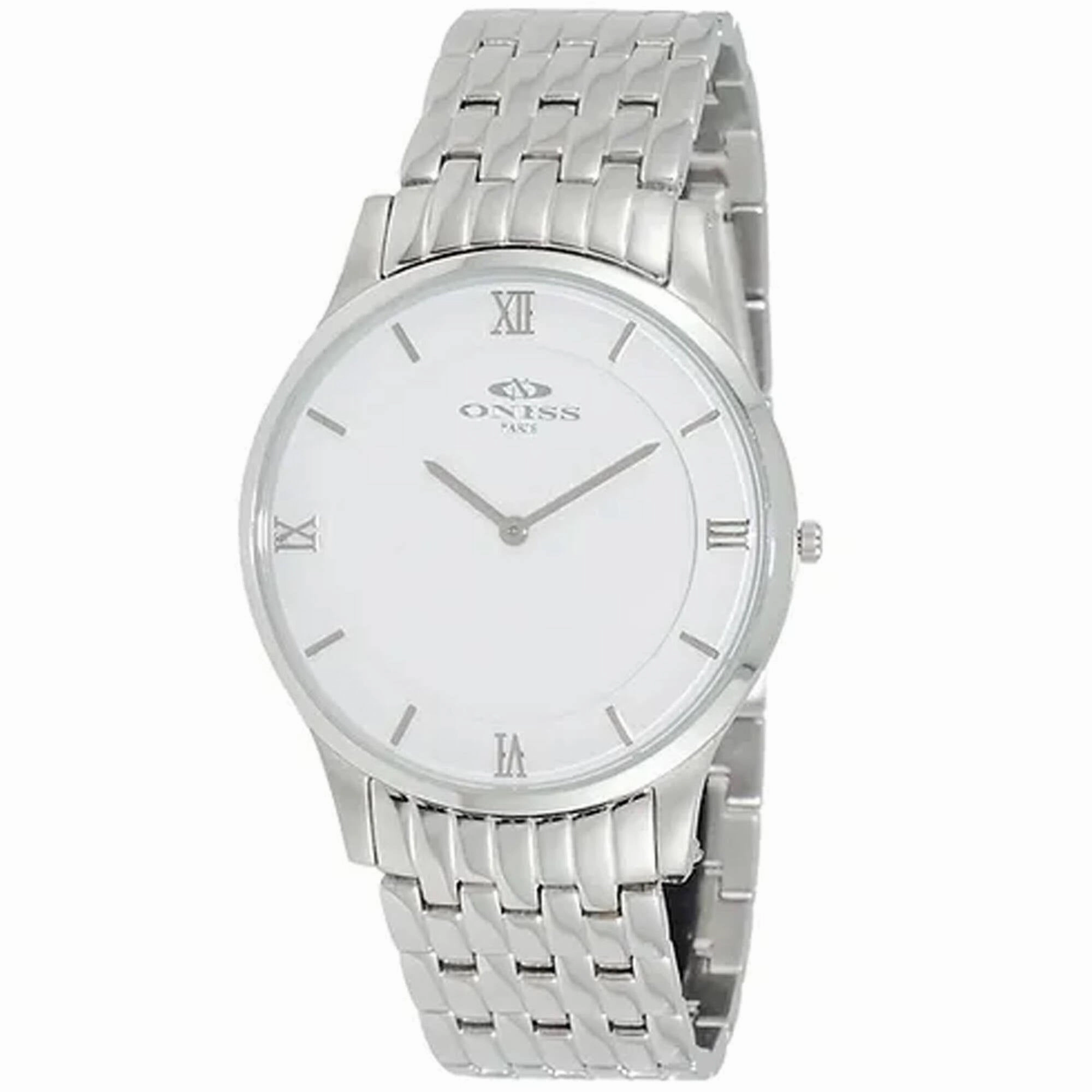 Oniss Men's Watch - Rustic Quartz White Dial Stainless Steel Bracelet | ON5562-MWT 