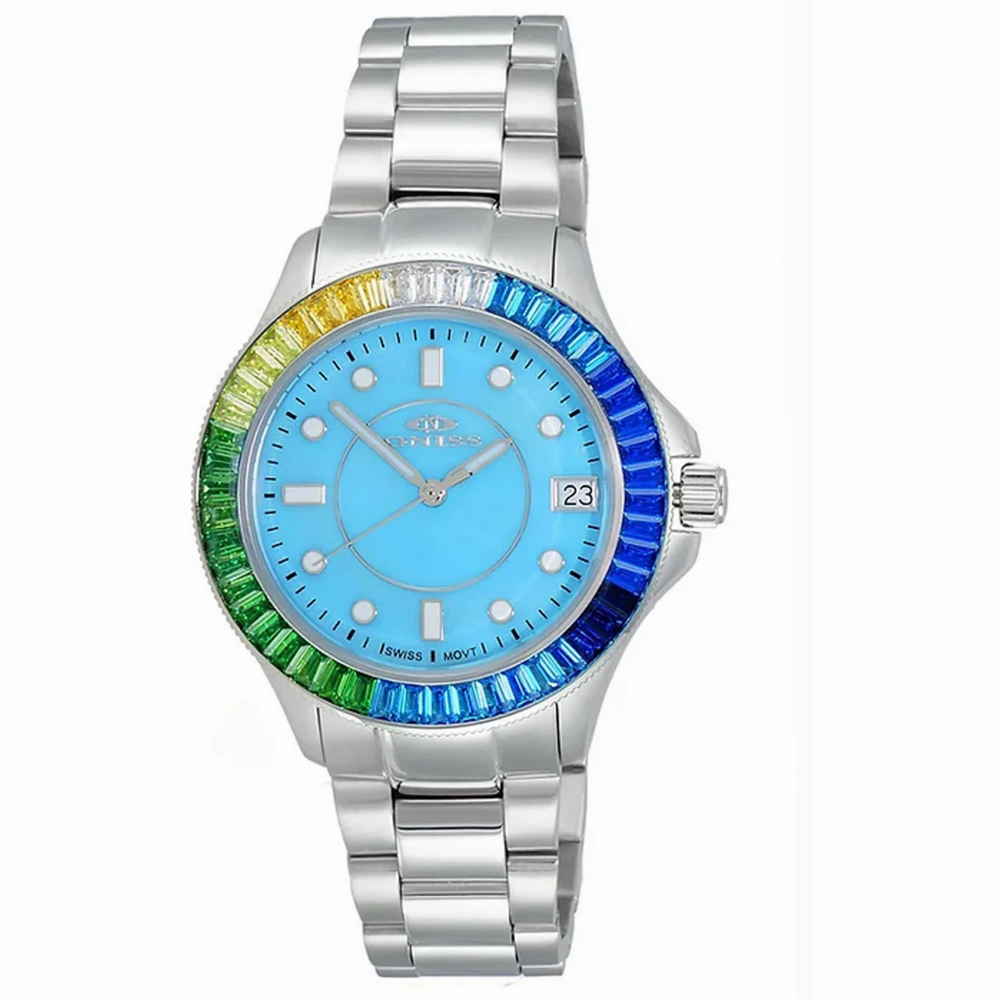 Oniss Women's Watch - Crown Quartz Blue Dial Stainless Steel Bracelet | ON7323-70LBU Luxury Quartz Watch Quartz Watch Sale