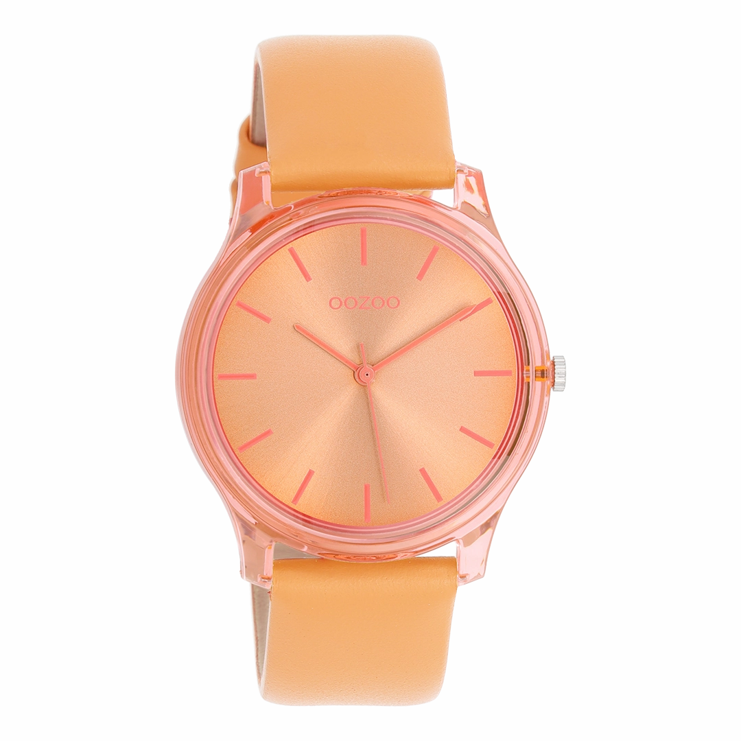 Orange OOZOO watch with mango leather strap - C11141,seiko watches,couple watches,watches designer,watches discount,women watches,best women watches,high end women's watches,high quality women's watches