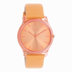 Orange OOZOO watch with mango leather strap - C11141,seiko watches,couple watches,watches designer,watches discount,women watches,best women watches,high end women's watches,high quality women's watches
