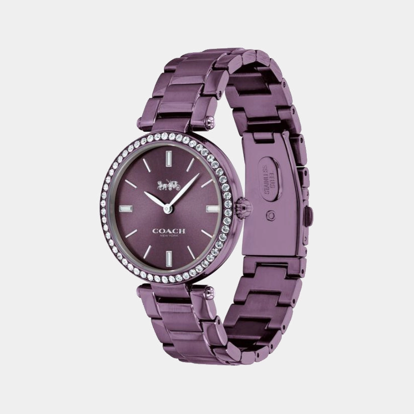 Park Women Quartz Purple Dial Analog Stainless Steel Watch 14503422