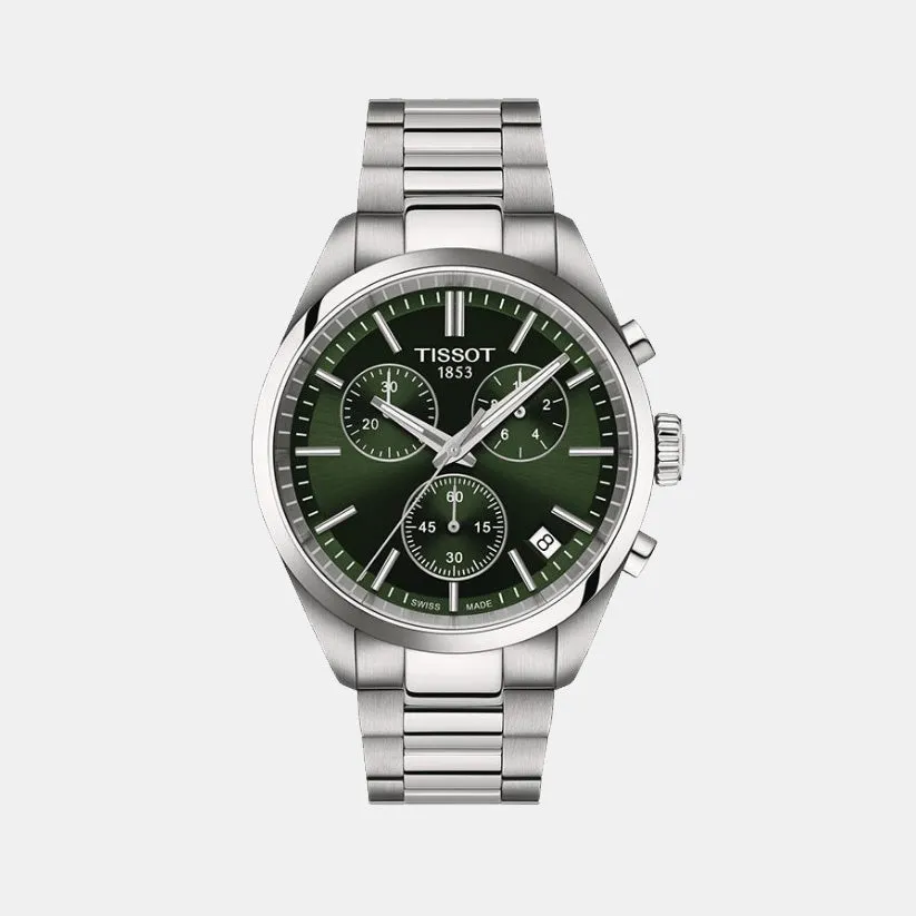 PR 100 Chronograph Men Green Stainless Steel Watch T1504171109100 budget    watches    watches classic