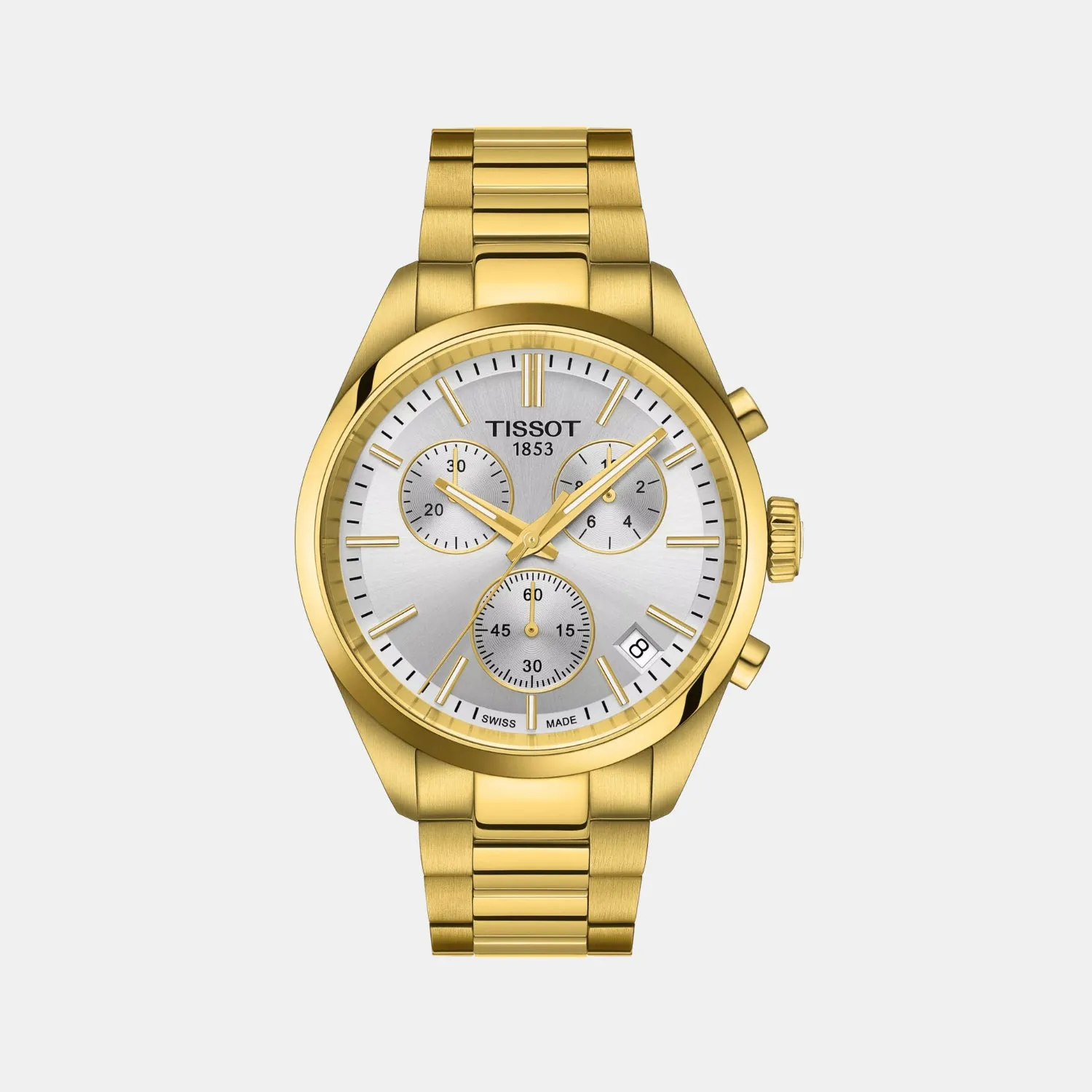 PR 100 Men Quartz Silver Dial Chronograph Stainless Steel Watch T1504173303100 budget    watches    watches classic