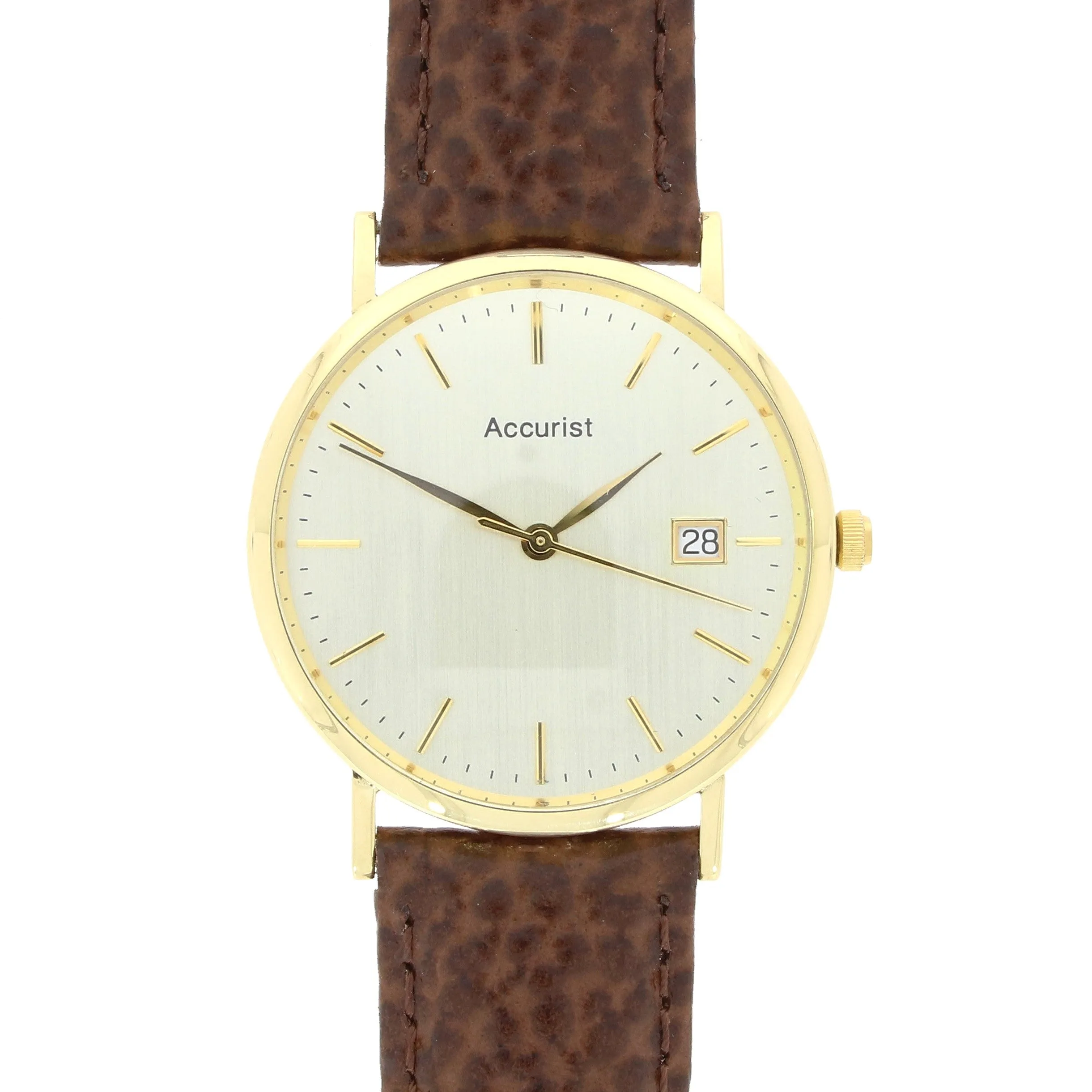 Pre Owned Accurist 18ct Gold Quartz Leather Strap Watch RW0613 cheap digital watch best digital watch for men