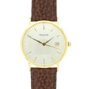 Pre Owned Accurist 18ct Gold Quartz Leather Strap Watch RW0613 cheap digital watch best digital watch for men