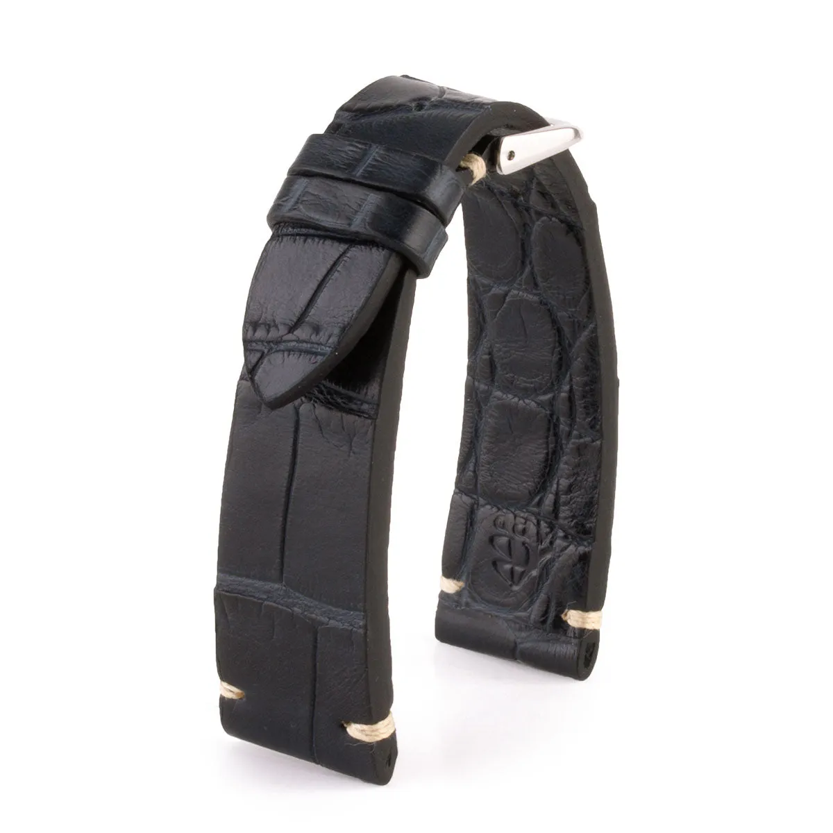Premium Vintage watchband - Alligator leather strap (black, brown, grey, blue, kaki, red...)